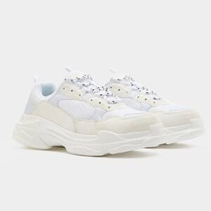 NASTY Gal NWO White Lace Up Chunky Mesh Sneakers Size 8